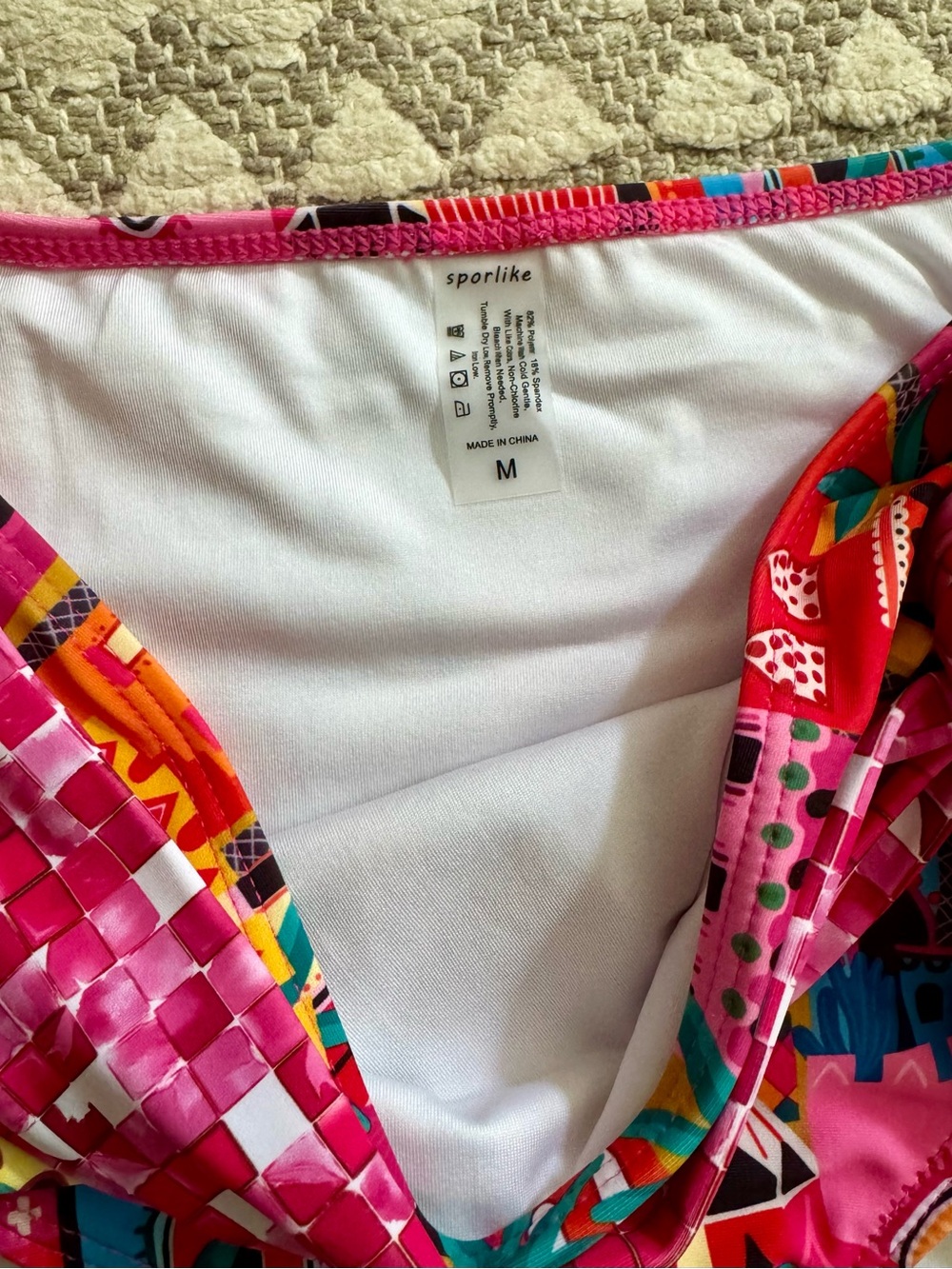 Vibrant Pink Multi-Color Printed Bikini Set - Picture 2 of 3
